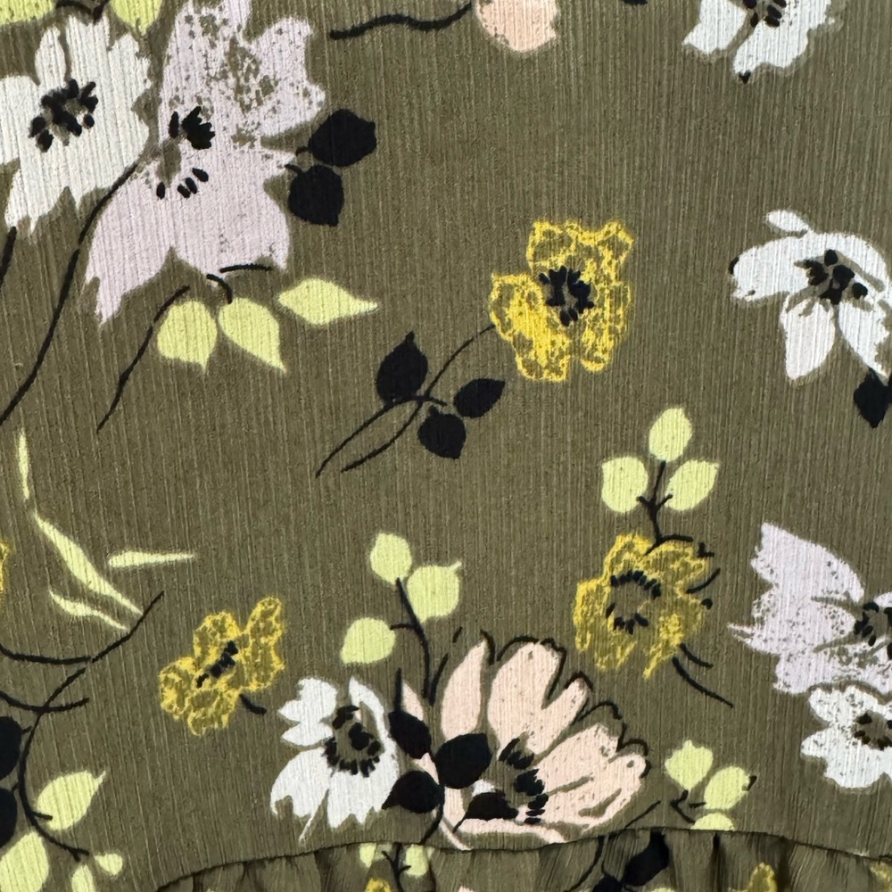 Madewell Olive Floral Blouse #186 - Picture 3 of 4
